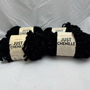 4 Skeins Premier Just Chenille Black Yarn various Lots